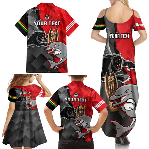 personalised-panthers-and-dolphins-family-matching-summer-maxi-dress-and-hawaiian-shirt-sporty-version