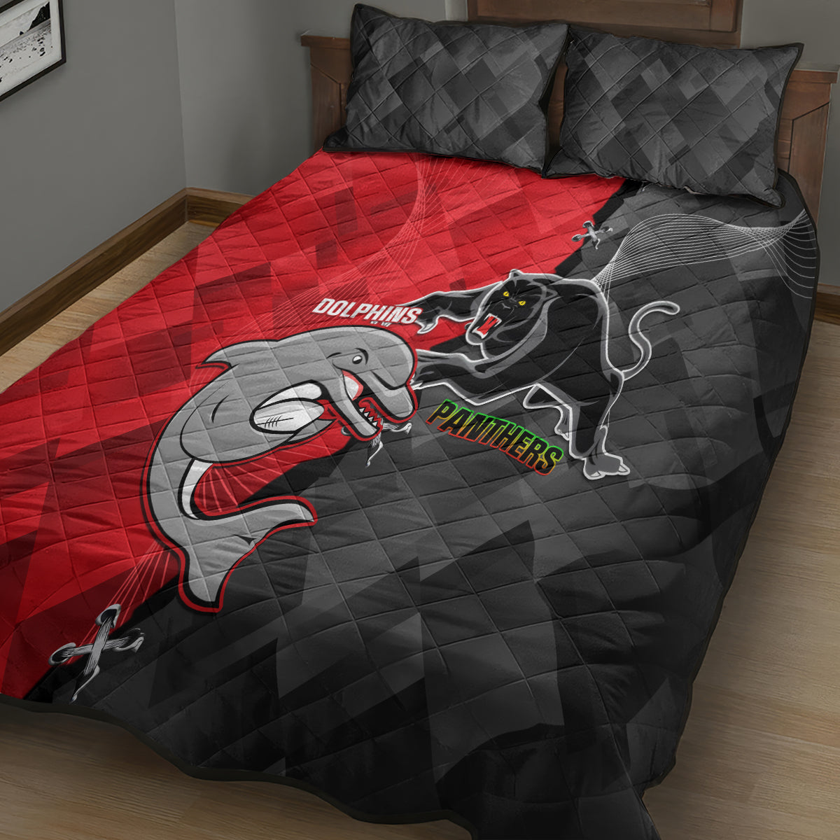 personalised-panthers-and-dolphins-quilt-bed-set-sporty-version