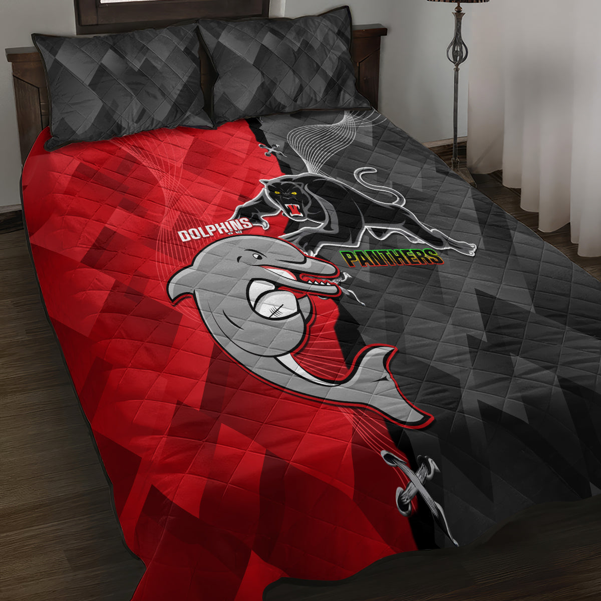 personalised-panthers-and-dolphins-quilt-bed-set-sporty-version