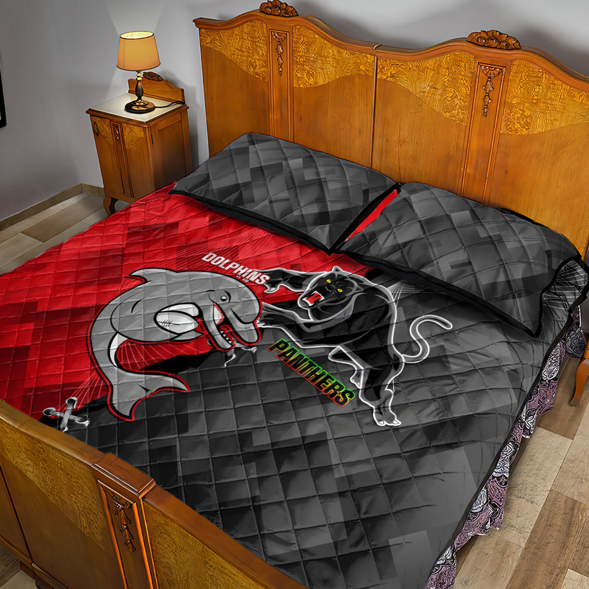 personalised-panthers-and-dolphins-quilt-bed-set-sporty-version