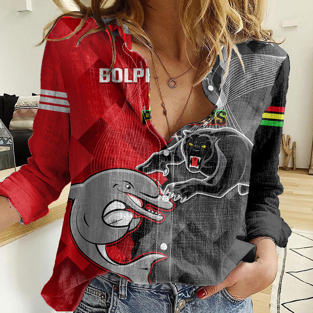 personalised-panthers-and-dolphins-women-casual-shirt-sporty-version