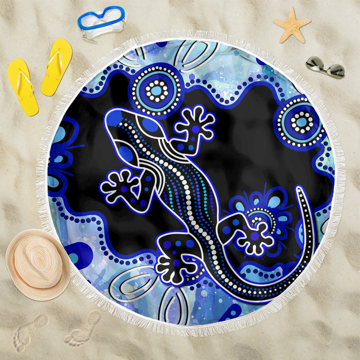 australia-beach-blanket-aussie-opal-pattern-with-lizard-aboriginal-art-turquoise