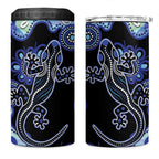 Australia 4 in 1 Can Cooler Tumbler Aussie Opal Pattern With Lizard Aboriginal Art - Turquoise