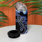 Australia 4 in 1 Can Cooler Tumbler Aussie Opal Pattern With Lizard Aboriginal Art - Turquoise