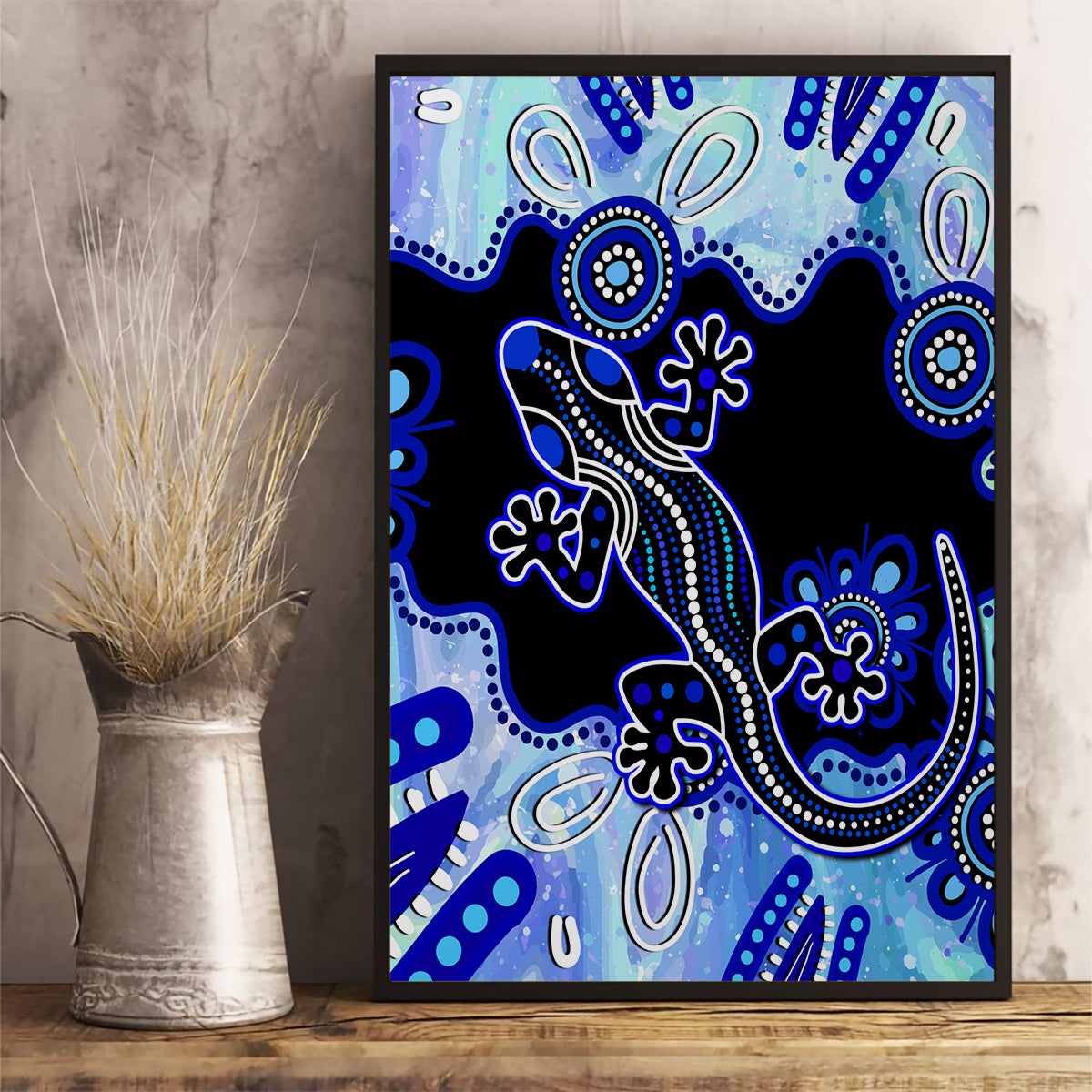 australia-canvas-wall-art-aussie-opal-pattern-with-lizard-aboriginal-art-turquoise