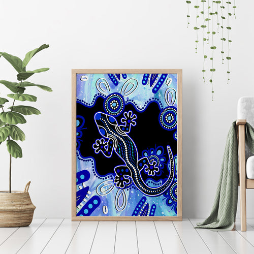 australia-canvas-wall-art-aussie-opal-pattern-with-lizard-aboriginal-art-turquoise