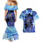 australia-couples-matching-mermaid-dress-and-hawaiian-shirt-aussie-opal-pattern-with-lizard-aboriginal-art-turquoise