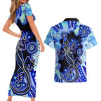australia-couples-matching-short-sleeve-bodycon-dress-and-hawaiian-shirt-aussie-opal-pattern-with-lizard-aboriginal-art-turquoise