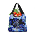Australia Grocery Bag Aussie Opal Pattern With Lizard Aboriginal Art - Turquoise