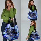 Australia Grocery Bag Aussie Opal Pattern With Lizard Aboriginal Art - Turquoise