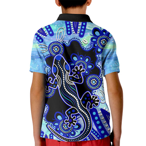 australia-kid-polo-shirt-aussie-opal-pattern-with-lizard-aboriginal-art-turquoise
