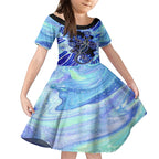 australia-kid-short-sleeve-dress-aussie-opal-pattern-with-lizard-aboriginal-art-turquoise