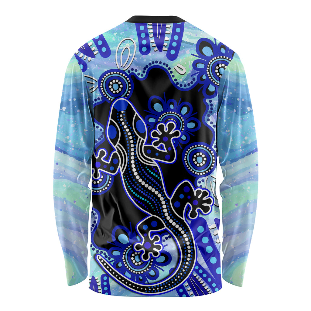 australia-long-sleeve-shirt-aussie-opal-pattern-with-lizard-aboriginal-art-turquoise