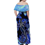 australia-off-shoulder-maxi-dress-aussie-opal-pattern-with-lizard-aboriginal-art-turquoise