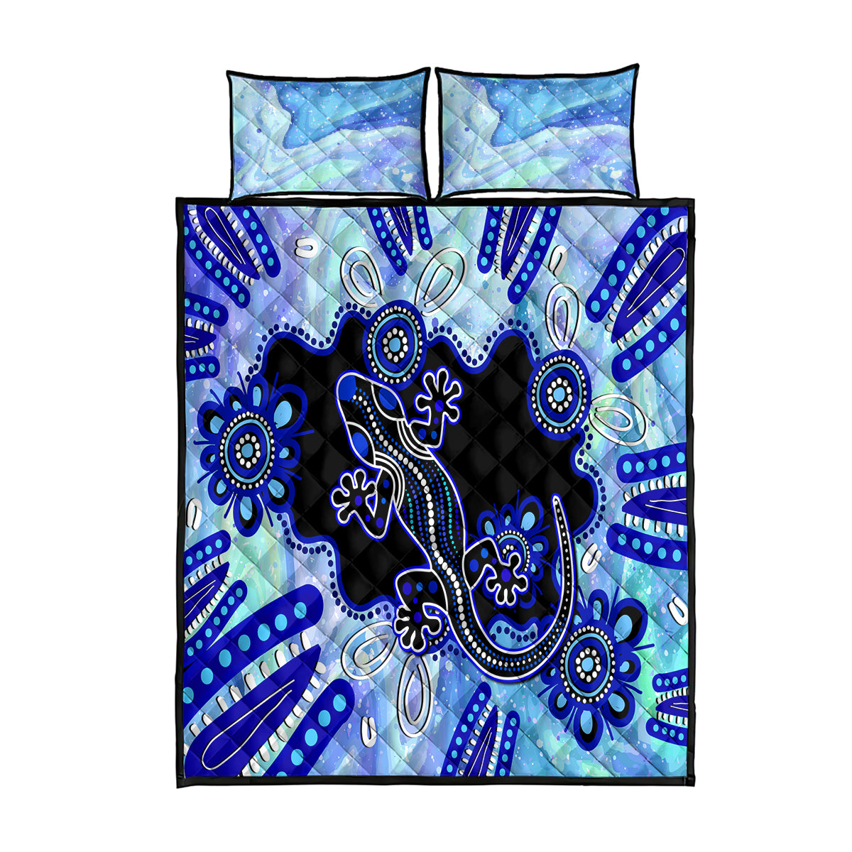 australia-quilt-bed-set-aussie-opal-pattern-with-lizard-aboriginal-art-turquoise
