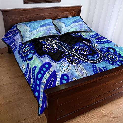 australia-quilt-bed-set-aussie-opal-pattern-with-lizard-aboriginal-art-turquoise