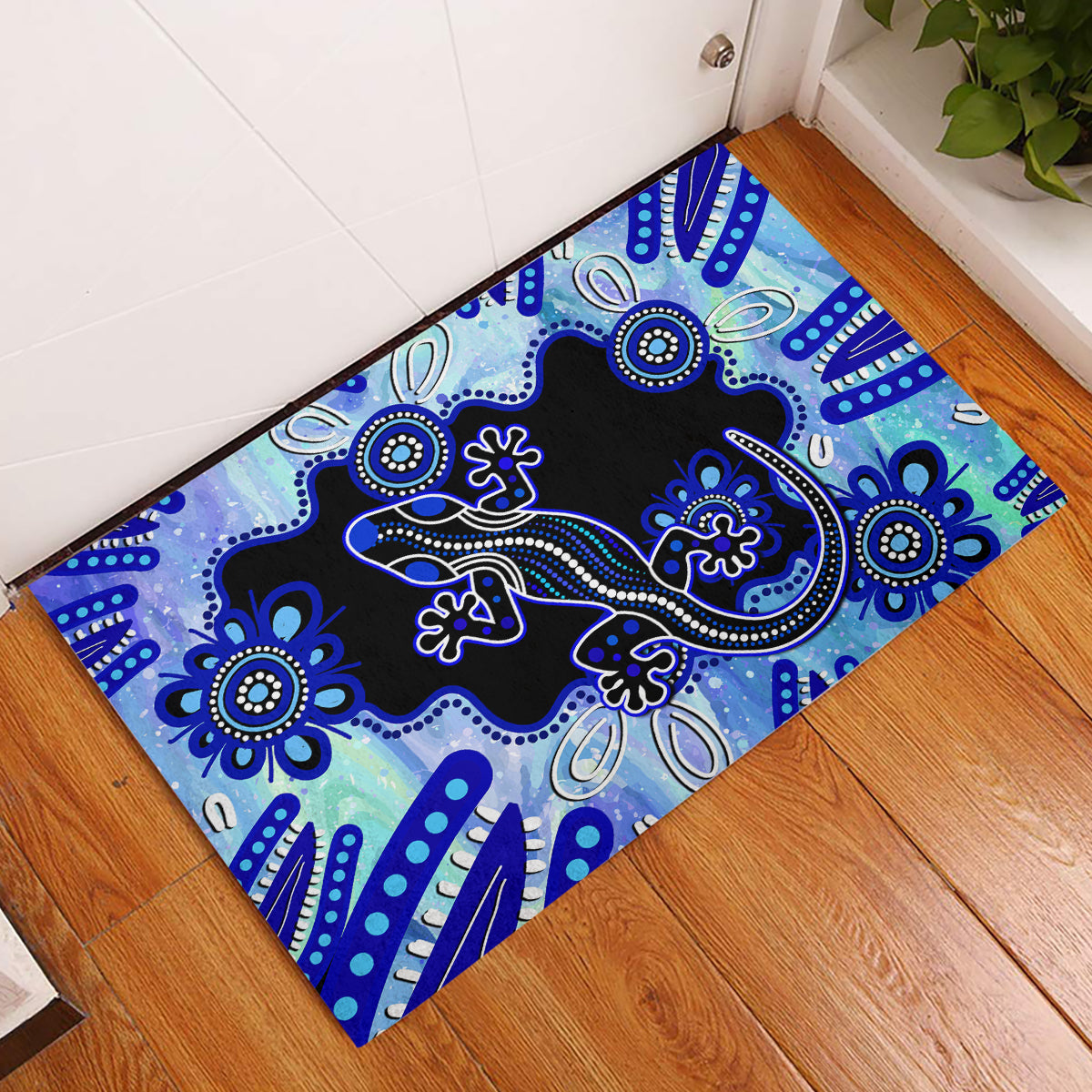 australia-rubber-doormat-aussie-opal-pattern-with-lizard-aboriginal-art-turquoise