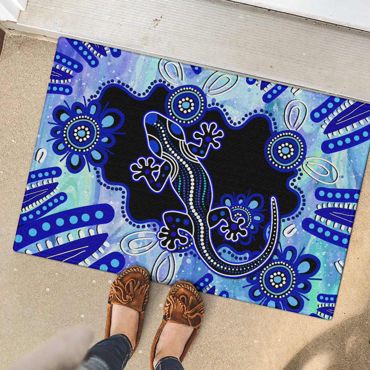 australia-rubber-doormat-aussie-opal-pattern-with-lizard-aboriginal-art-turquoise