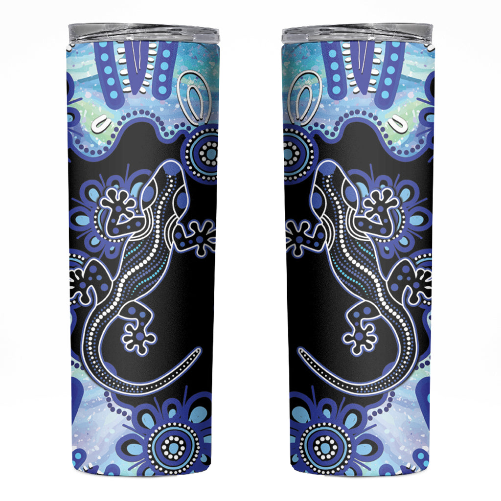 Australia Skinny Tumbler Aussie Opal Pattern With Lizard Aboriginal Art - Turquoise