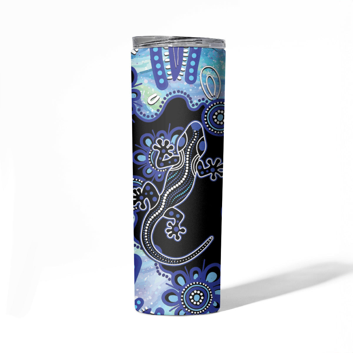 Australia Skinny Tumbler Aussie Opal Pattern With Lizard Aboriginal Art - Turquoise