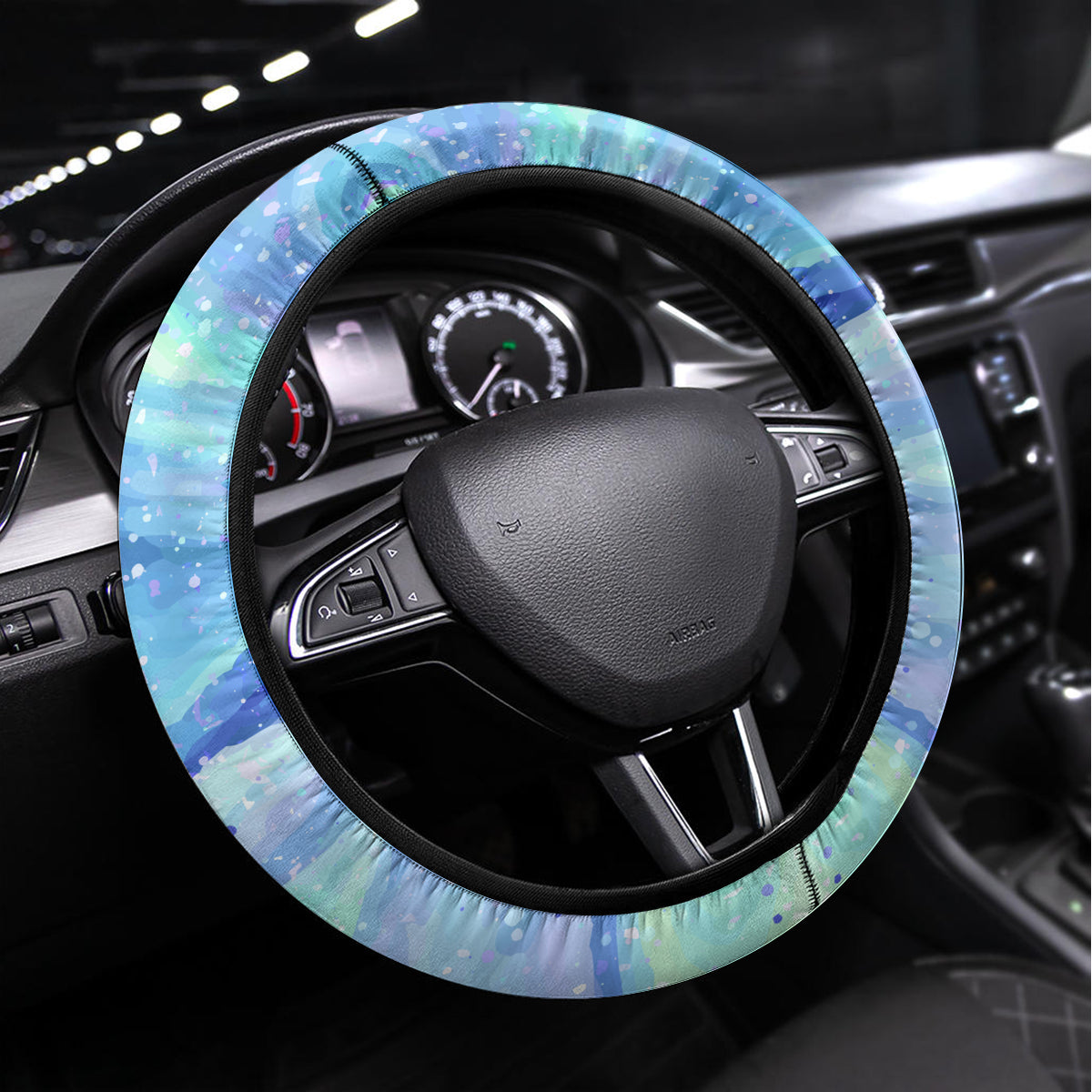 Australia Steering Wheel Cover Aussie Opal Pattern With Lizard Aboriginal Art - Turquoise