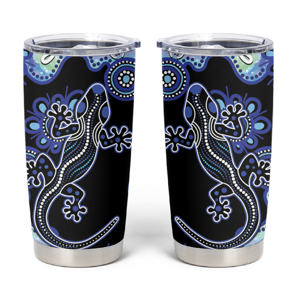 Australia Tumbler Cup Aussie Opal Pattern With Lizard Aboriginal Art - Turquoise