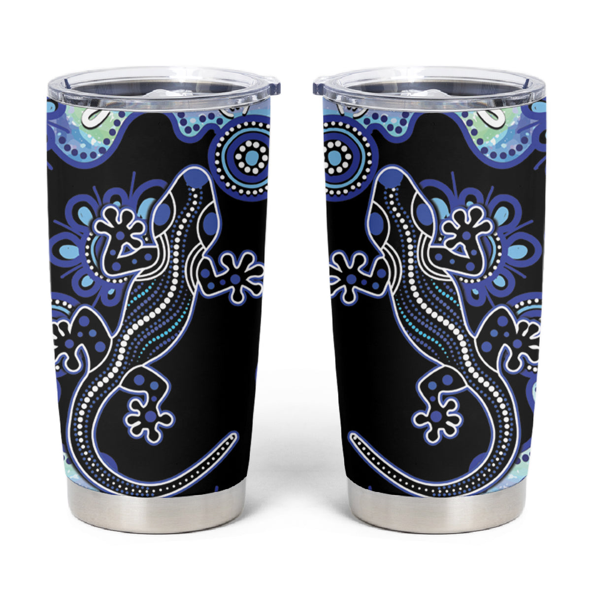 Australia Tumbler Cup Aussie Opal Pattern With Lizard Aboriginal Art - Turquoise