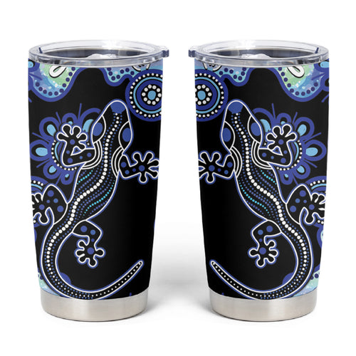 Australia Tumbler Cup Aussie Opal Pattern With Lizard Aboriginal Art - Turquoise