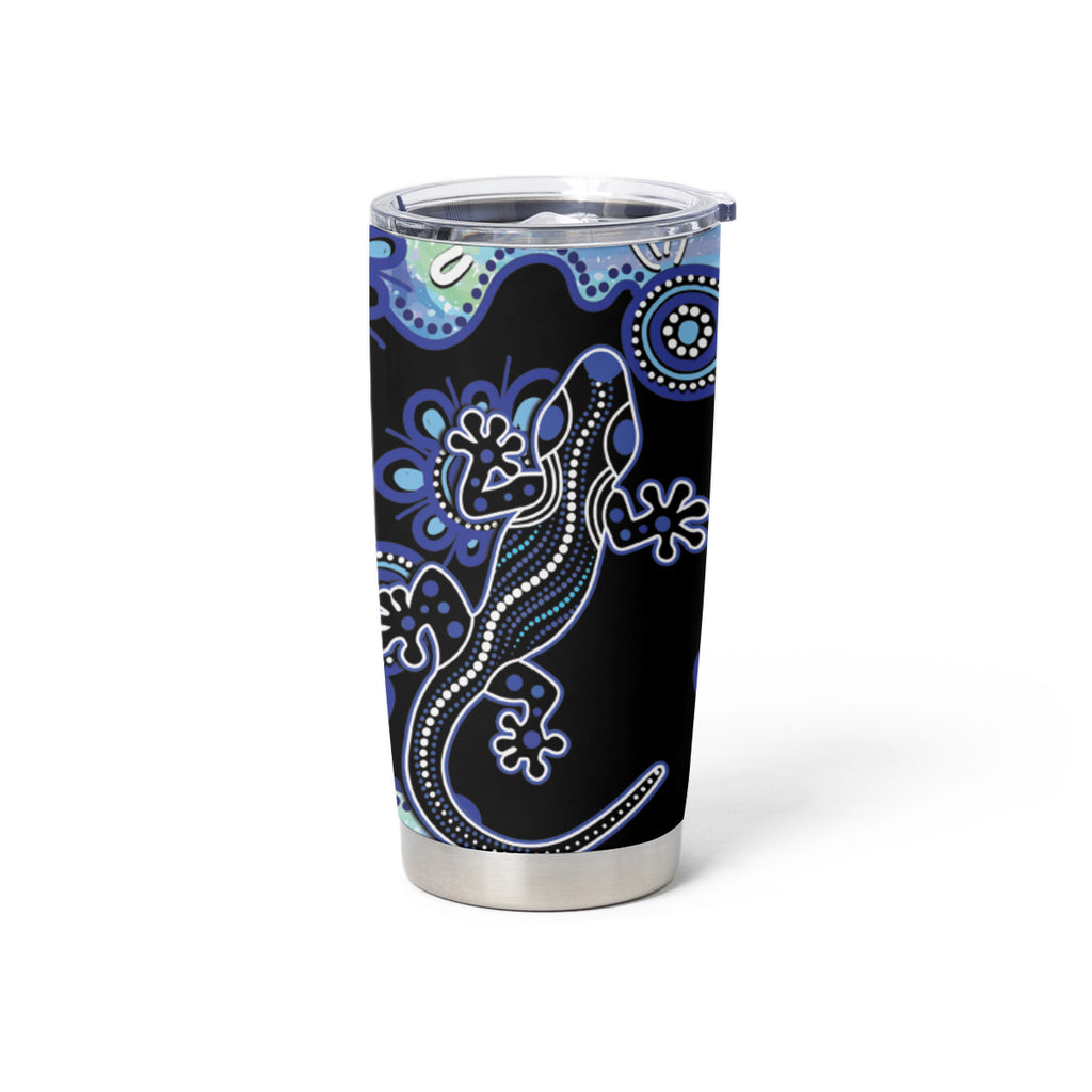 Australia Tumbler Cup Aussie Opal Pattern With Lizard Aboriginal Art - Turquoise