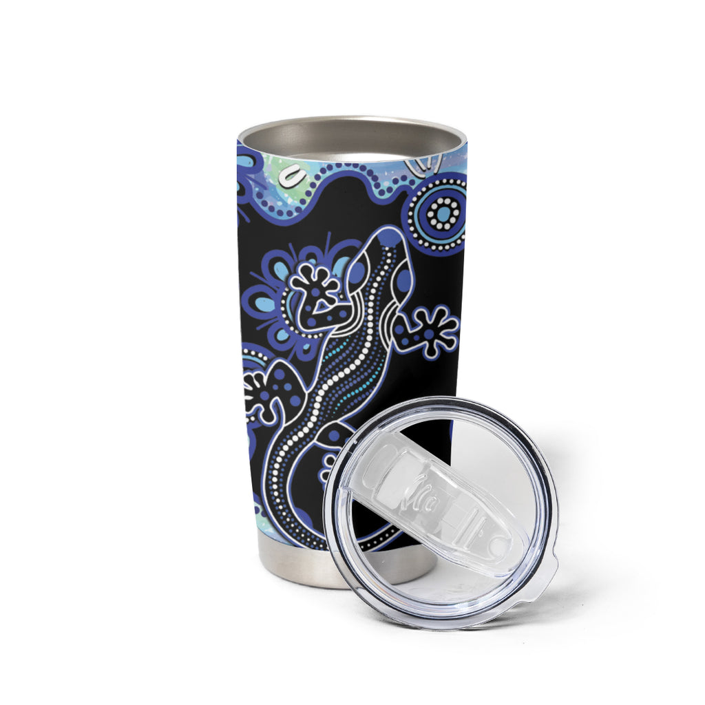 Australia Tumbler Cup Aussie Opal Pattern With Lizard Aboriginal Art - Turquoise