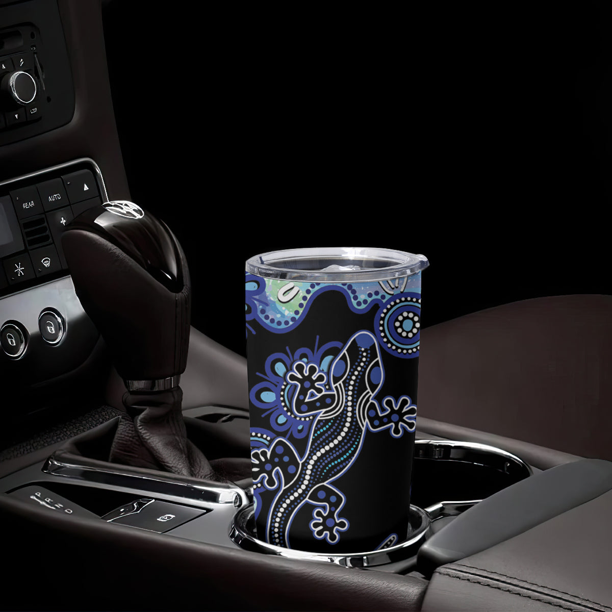 Australia Tumbler Cup Aussie Opal Pattern With Lizard Aboriginal Art - Turquoise