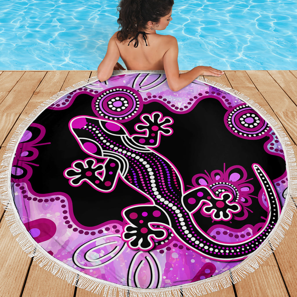 australia-beach-blanket-aussie-opal-pattern-with-lizard-aboriginal-art-pink