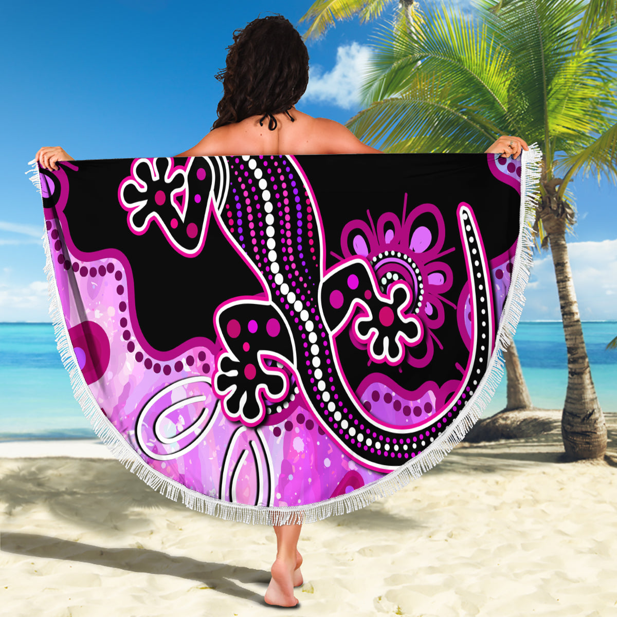 australia-beach-blanket-aussie-opal-pattern-with-lizard-aboriginal-art-pink