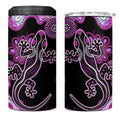 Australia 4 in 1 Can Cooler Tumbler Aussie Opal Pattern With Lizard Aboriginal Art - Pink