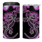 Australia 4 in 1 Can Cooler Tumbler Aussie Opal Pattern With Lizard Aboriginal Art - Pink