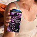 Australia 4 in 1 Can Cooler Tumbler Aussie Opal Pattern With Lizard Aboriginal Art - Pink