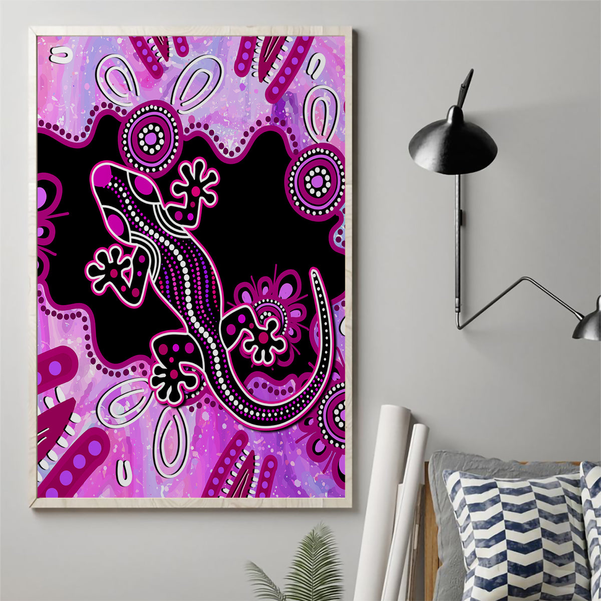 australia-canvas-wall-art-aussie-opal-pattern-with-lizard-aboriginal-art-pink