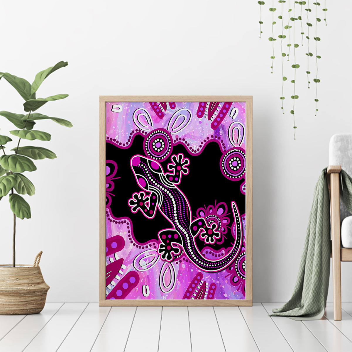 australia-canvas-wall-art-aussie-opal-pattern-with-lizard-aboriginal-art-pink