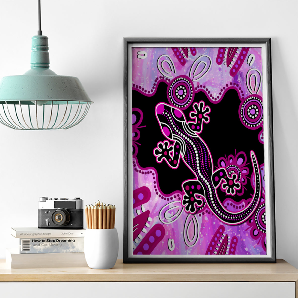 australia-canvas-wall-art-aussie-opal-pattern-with-lizard-aboriginal-art-pink