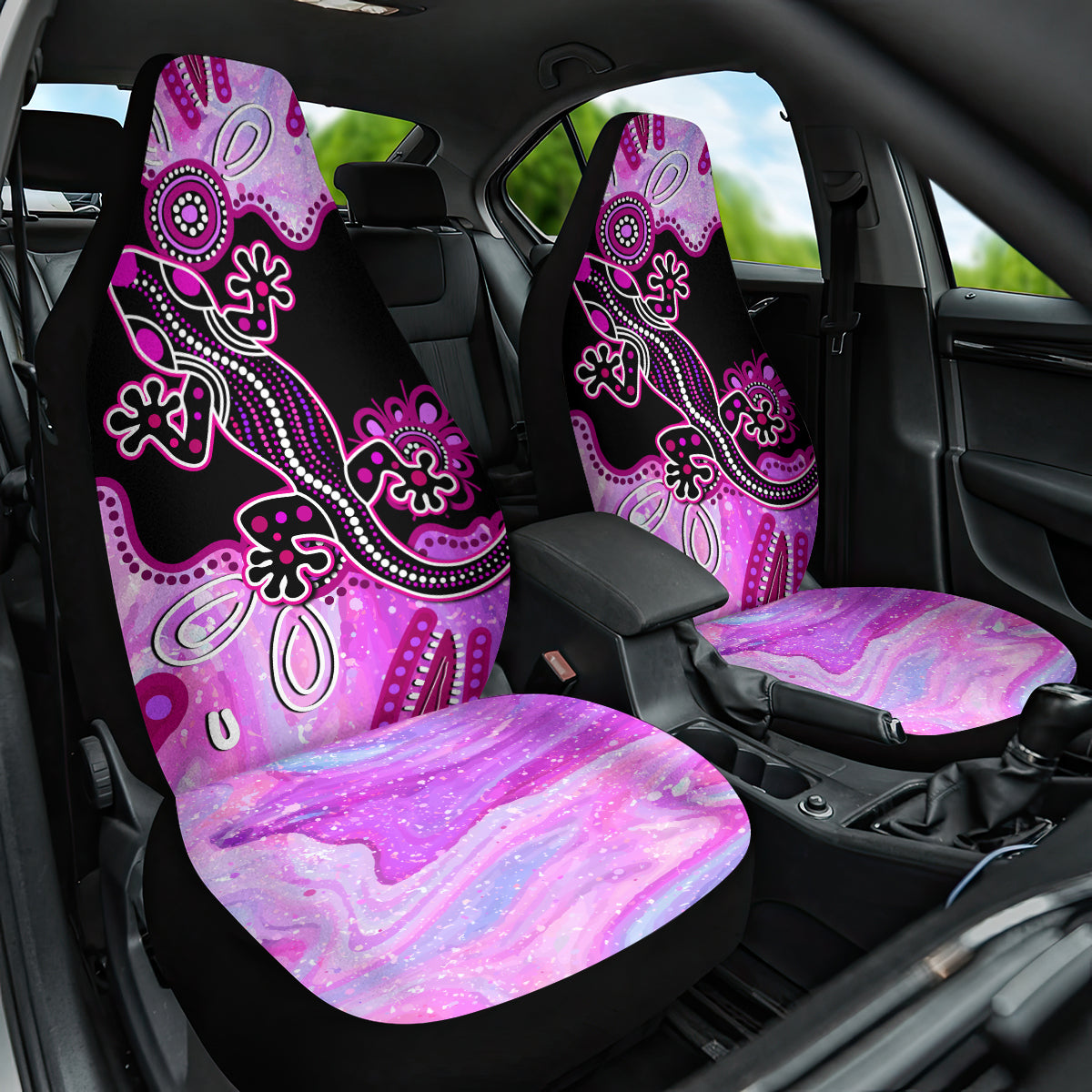 Australia Car Seat Cover Aussie Opal Pattern With Lizard Aboriginal Art - Pink LT14