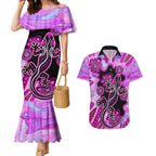 australia-couples-matching-mermaid-dress-and-hawaiian-shirt-aussie-opal-pattern-with-lizard-aboriginal-art-pink