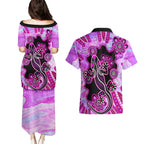 australia-couples-matching-puletasi-dress-and-hawaiian-shirt-aussie-opal-pattern-with-lizard-aboriginal-art-pink