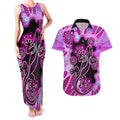 australia-couples-matching-tank-maxi-dress-and-hawaiian-shirt-aussie-opal-pattern-with-lizard-aboriginal-art-pink