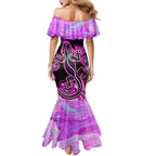 australia-family-matching-mermaid-dress-and-hawaiian-shirt-aussie-opal-pattern-with-lizard-aboriginal-art-pink
