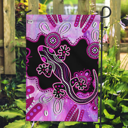 australia-garden-flag-aussie-opal-pattern-with-lizard-aboriginal-art-pink