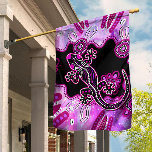 australia-garden-flag-aussie-opal-pattern-with-lizard-aboriginal-art-pink