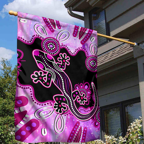 australia-garden-flag-aussie-opal-pattern-with-lizard-aboriginal-art-pink