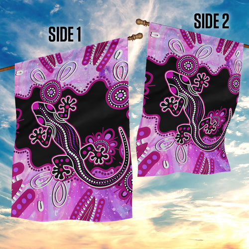 australia-garden-flag-aussie-opal-pattern-with-lizard-aboriginal-art-pink