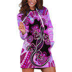australia-hoodie-dress-aussie-opal-pattern-with-lizard-aboriginal-art-pink