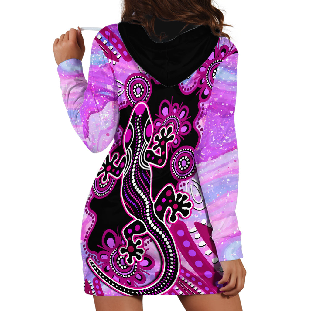 australia-hoodie-dress-aussie-opal-pattern-with-lizard-aboriginal-art-pink